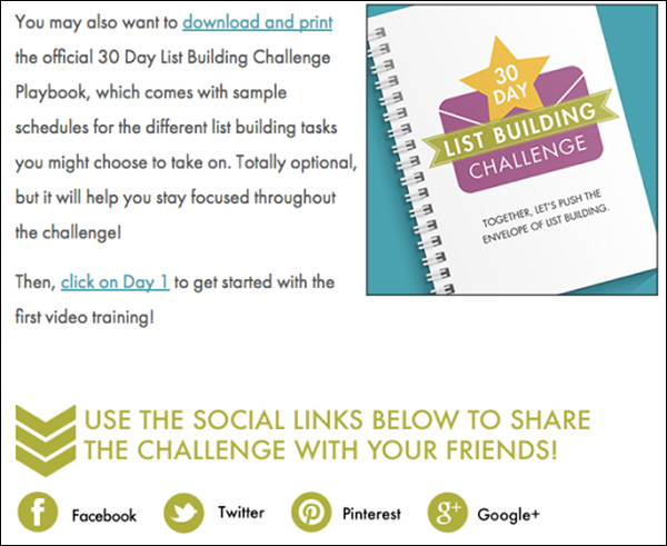 Including social share buttons to spread the word of a challenge